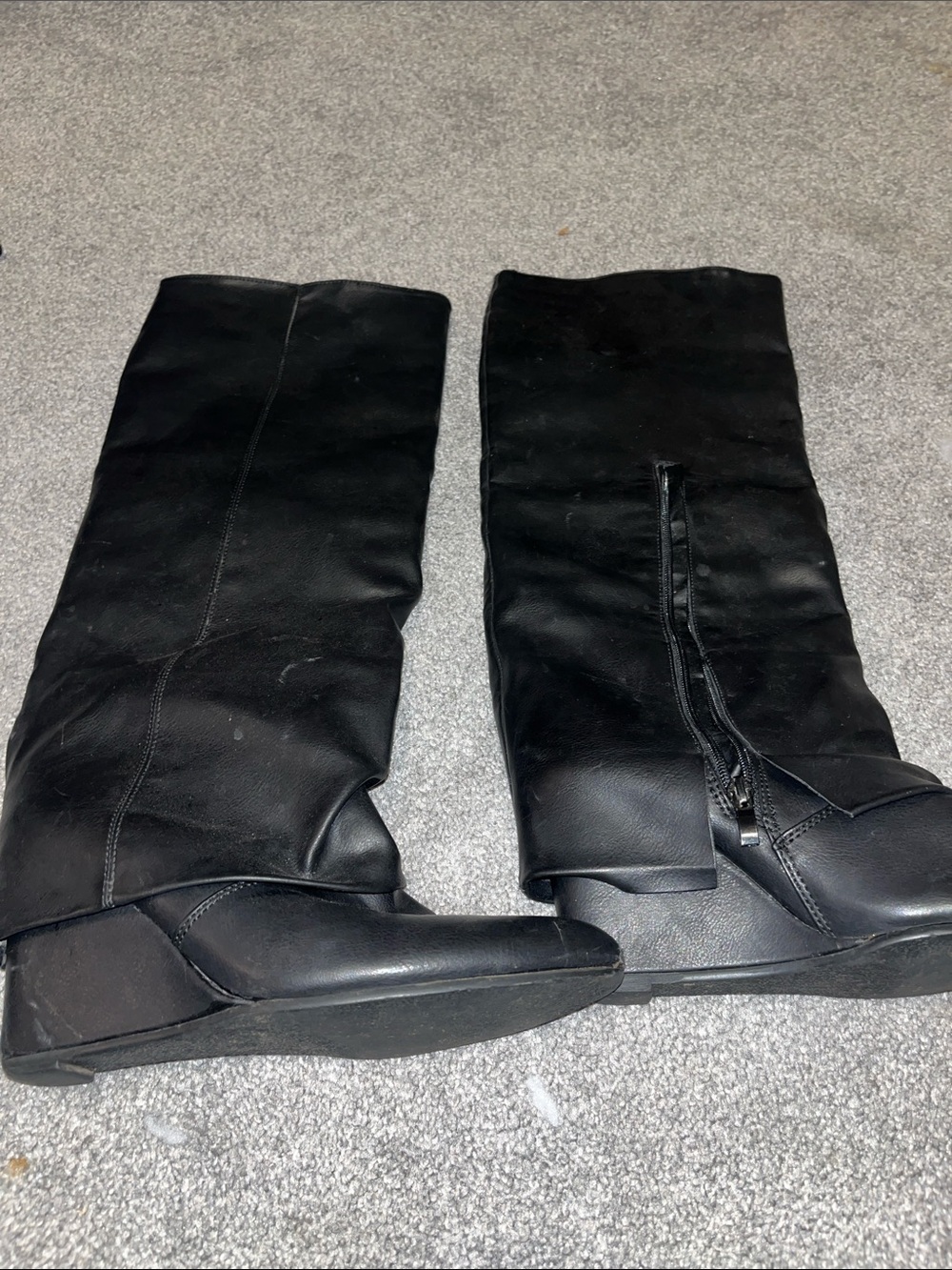 Lady Godiva Black Women's Tall Zip-Front Leather-Look Jeans Boot